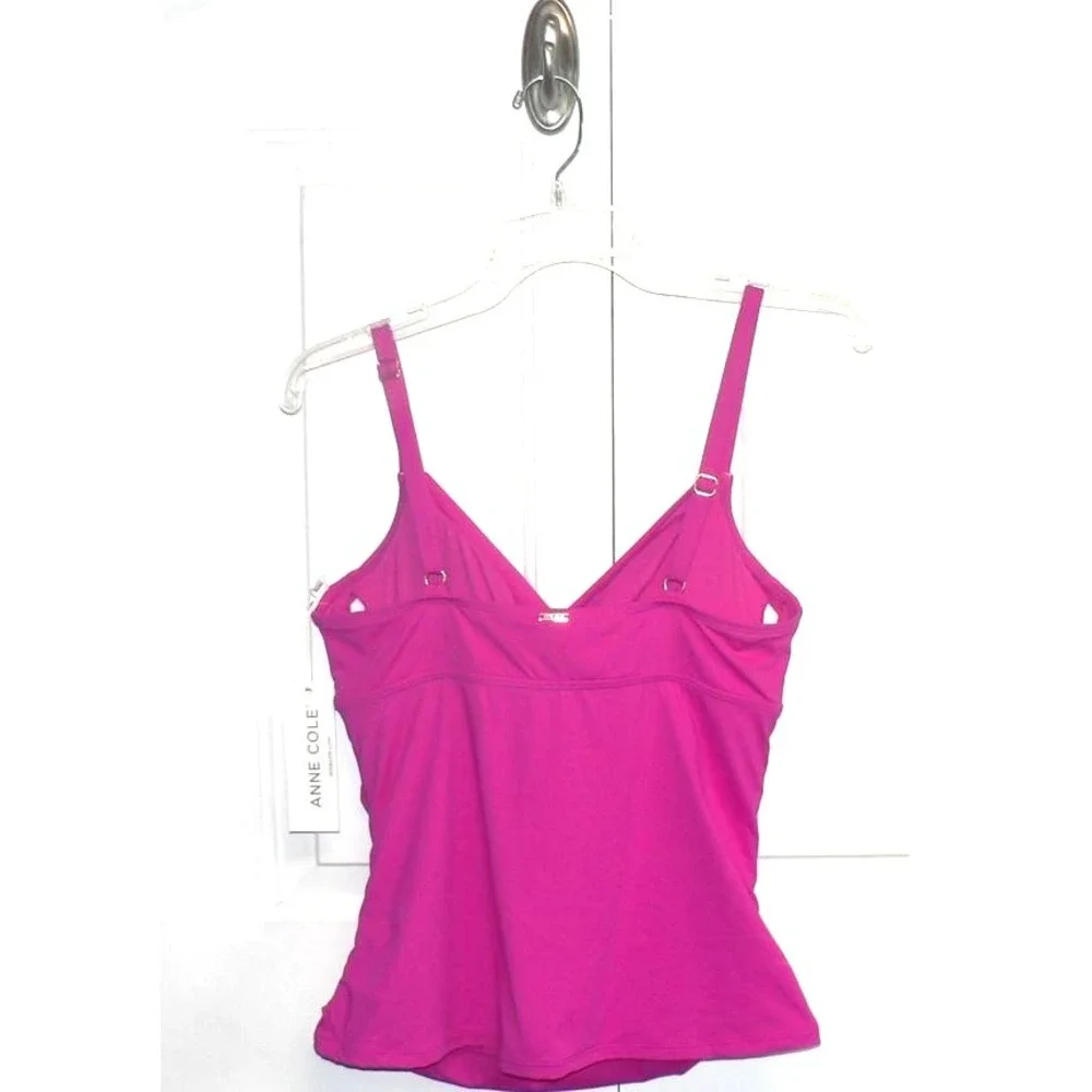 Anne Cole Women's‎ Shirred Underwire Tankini Swim Top in Hibiscus Pink 34C/36B
